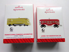 Vintage 2 Pc Lot Hallmark Keepsake Lionel Train Ornaments Pre-Owned w/Boxes #12 picture