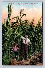 Corn as Grown in Great Northwest, Man & Boy, People Vintage Souvenir Postcard picture