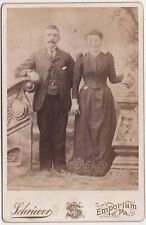 CIRCA 1890s CABINET CARD SCHRIEVER HUSBAND & WIFE ROMANTIC COUPLE EMPORIUM PA. picture