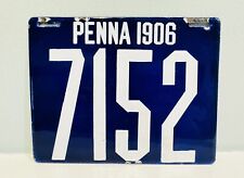 1906 Pennsylvania Porcelain License Plate 7152 ALPCA First Issue Great GLOSS picture