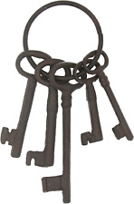 Vintage Cast Iron Skeleton Key Ring Antique Style Pirate Treasure Chest Keys Set picture