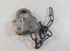 VINTAGE KELINE STEEL RAILROAD SWITCH PADLOCK MARKED KYLE WITH CHAIN  NO KEY picture