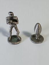 Vintage Pewter Football Player & Football Figurine Mini Figures Paper Weight picture