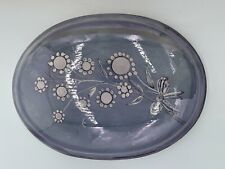 Floral Plant Ceramic Oval Antique Wall Hanging Decoration Painted MCM Retro picture