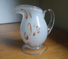ANTIQUE 1880s CASED GLASS CREAMER MINI PITCHER WITH APPLIED BASE GROUND PONTIL picture