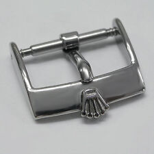 ORIGINAL  SWISS 16MM  ROLEX SILVER WATCH LEATHER STRAP BUCKLE picture