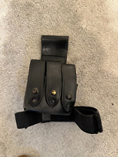 ⭐ GENUINE EX POLICE LEATHER PWL AMMUNTION POUCH CARRIER BELT /LEG MOUNT   ⭐ picture