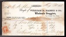 1865 Civil War Era William D Harris & Co Druggist Check US Inter. Rev. 2C Stamp picture