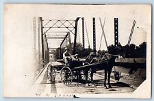 Bentonsport Iowa IA Postcard RPPC Photo Bridge Scene Horse And Wagon c1910's picture