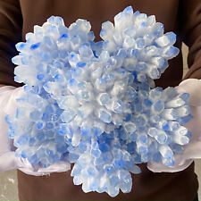 7.67LB  Natural best blue crystal ore cluster flower healing specimen picture