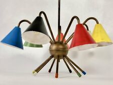 1950's Italian Atomic 7 light chandelier Colorful Stilnovo Style Ceiling Lights picture