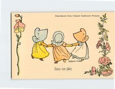 Postcard How we play with Children Playing Flowers Comic Art Print picture