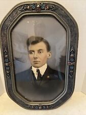 Antique Wood Picture Frame Bubble Glass 21”x14” picture