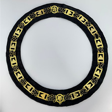 33RD DEGREE MASONIC CIRCLE SHAPE  GOLD CHAIN COLLAR WITH BLACK VELVET picture