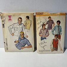 Vintage Men’s Patterns Shirts 1960-70 Size 38-40 Sport Casual Vest Cut Large picture