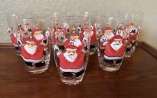 7 Hand Painted Santa Claus 6” Drinking Glasses 20 Oz Double Sided Christmas picture