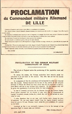 WWI German Commandant of Lille Proclamation Postcard World War I Propaganda  7R picture