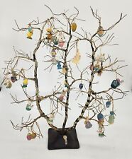 VTG Handmade Twisted Strands of Metal Tree Sculpture with Mini Easter Ornaments picture