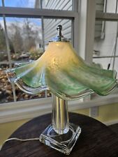 VTG Murano Italy Green Opaque Swirl Art Glass Lamp Hand-blown ESTATE FIND  picture