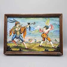 Antique Large Italian Hand Painted Ceramic Tile - In A Frame picture