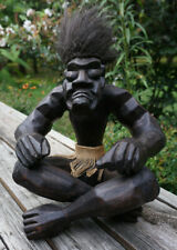 Vintage Retro Wood Carved African Medicine Man Heavy Figurine 12