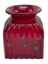 Handcrafted Traditions Ribbed Ruby Red Millefiori Glass Canister Jar 5.25”Wx6”H picture