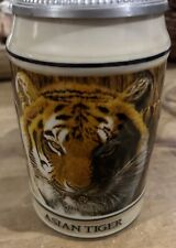 Vintage 1989 Budweiser Asian Tiger Endangered Species Ceramic Lidded Beer Stein picture