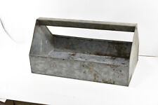 Vintage galvanized steel tool box caddy tote carrier garden industrial M494 picture