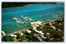 Nassau Bahamas Postcard Aerial View River Boat Landing 1956 Vintage Posted picture