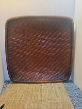 Vtg Mid Century/ Bohemian Large Wicker Rattan Bamboo Square Basket / Tray picture