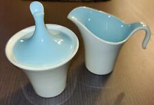 VTG Harker Creamer Sugar Bowl Set Lid Star Lite Sky Blue MCM Style  picture