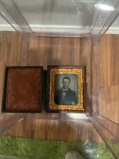 Antique 1800s Photograph Hinged Book Frame Engraved Picture Of Young Male picture