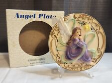 Decorative 3-D Embossed ANGEL PLATE Handcrafted Purple Dress With Green Scarf picture