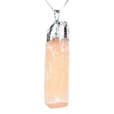 Natural Black Tourmaline & Selenite Crystal Electroformed Pendant + 925 SS Chain picture