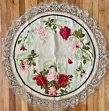 Vintage/Antique (100 year+) THICKLY EMBROIDERED FLORAL · Table Cloth · 41