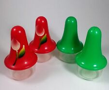 2 Pair VTG 1950s Mutual Plastic Mold Salt & Pepper Shakers USA Red, Green picture