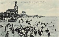 Oak Bluffs MA Seaview Hotel Tower Pier Beach Lighthouse Vtg Postcard A48 picture
