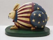 Vintage Patriotic Rabbit Bunny Sculpture Figurine Seasonal American Flag Pattern picture