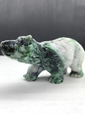 1pc Natural jadeite Carved bear Skull gemstone Reiki Healing gift Decor picture