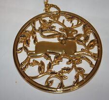 Gold Round Footed Reindeer Trivet Christmas Decor 6.5