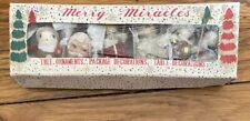 6~Vintage Ornament Merry Miracles Christmas Cotton Spun Angel Snowman Santa BOX picture