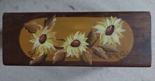 Handpainted Vintage Sunflower Wooden Trinket Jewelry  Box Signed  picture