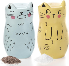 Set of 2 Cat Salt and Pepper Shaker, Cute Ceramic Salt Shaker Novelty Small Seas picture