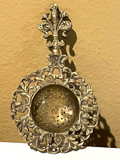 Antique European France/Italy Ornate Brass Tea Strainer Fleur de Lis Circa 1800s picture