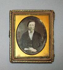 Old Antique Vtg 1850s Daguerreotype Photo Young Man 1/9 Plate Dag in Half Case picture