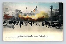 Postcard NH Peterboro New Hampshire Fire Burning of Granite Block in 1902 C44 picture