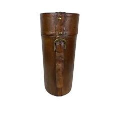 Vintage Brown Leather Wine Holder 11.5 tall and 5