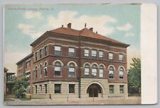 Peoria IL~Peoria Public Library~Arched Double Doors~Stone & Brick Bldg~c1905 picture