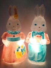 RARE Empire Blow Mold Easter Bunny Set Mr. Mrs. Rabbit lot picture