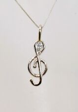 0.30 CT TW Marquise Solitaire Diamond 14 K White Gold Musical Pendant w/Chain picture